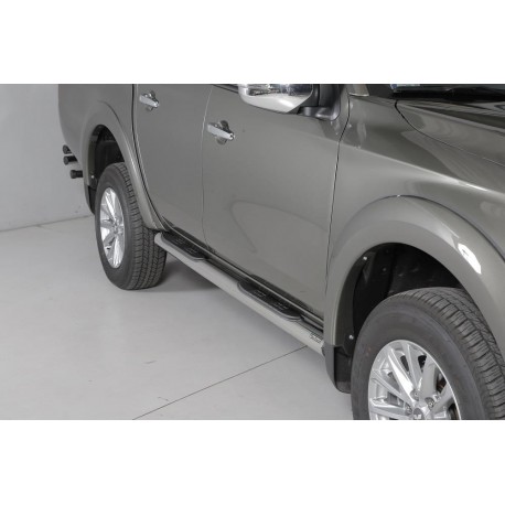 Marche-pieds INOX/NOIR Ø76 Mitsubishi L200 KL Double Cab (16-)