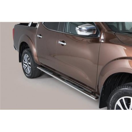 Marche-pieds INOX/NOIR ovale Nissan Navara NP300 Double Cab (16-)